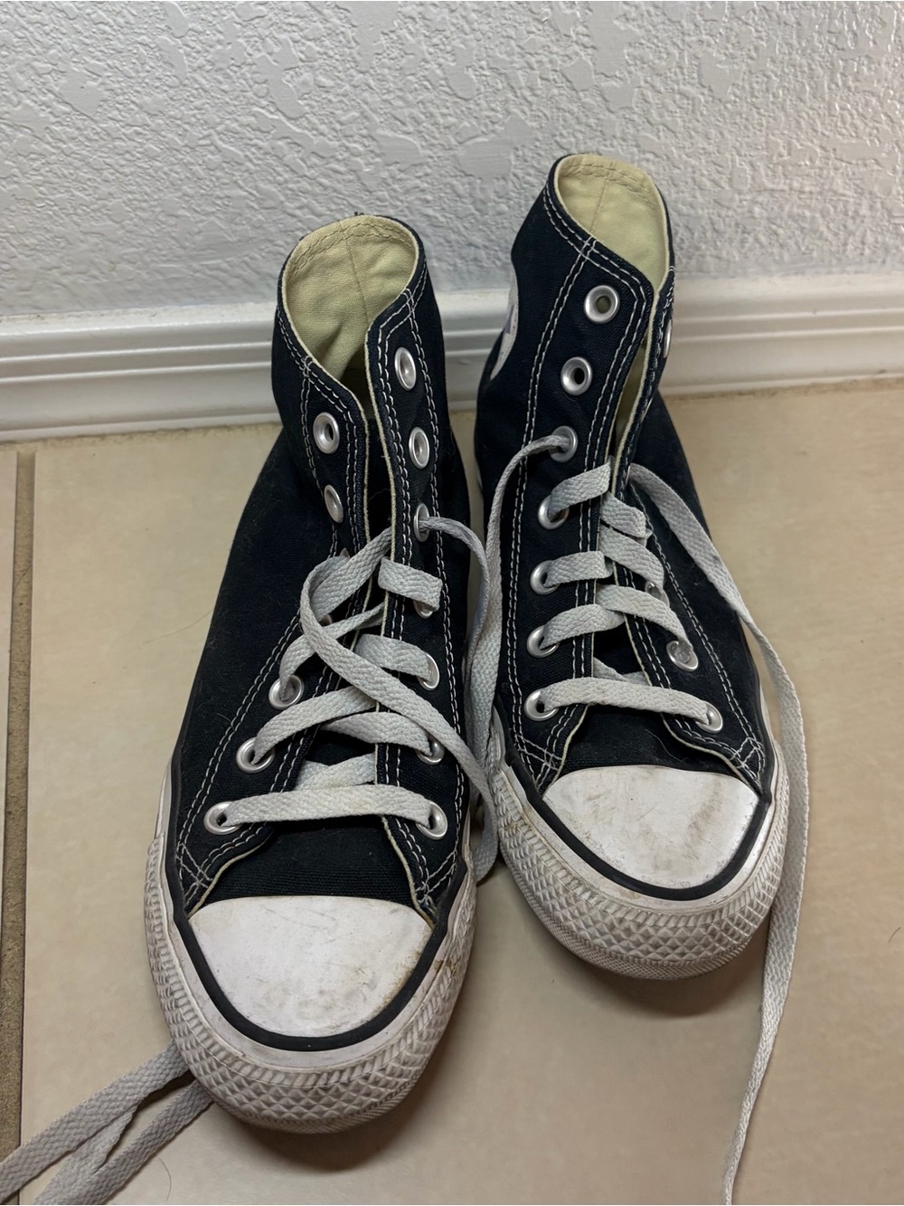Converse Black High-Top Sneakers with White Accents RUN LARGE